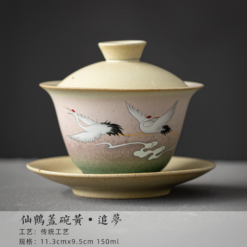JA-Style Kiln Becomes Colorful Sancai Creative Crane Ceramic Kung Fu Tea Set