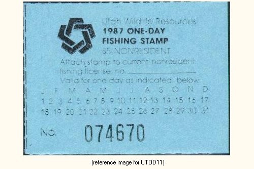 D2K Utah One Day Stamp 1987 $5.00