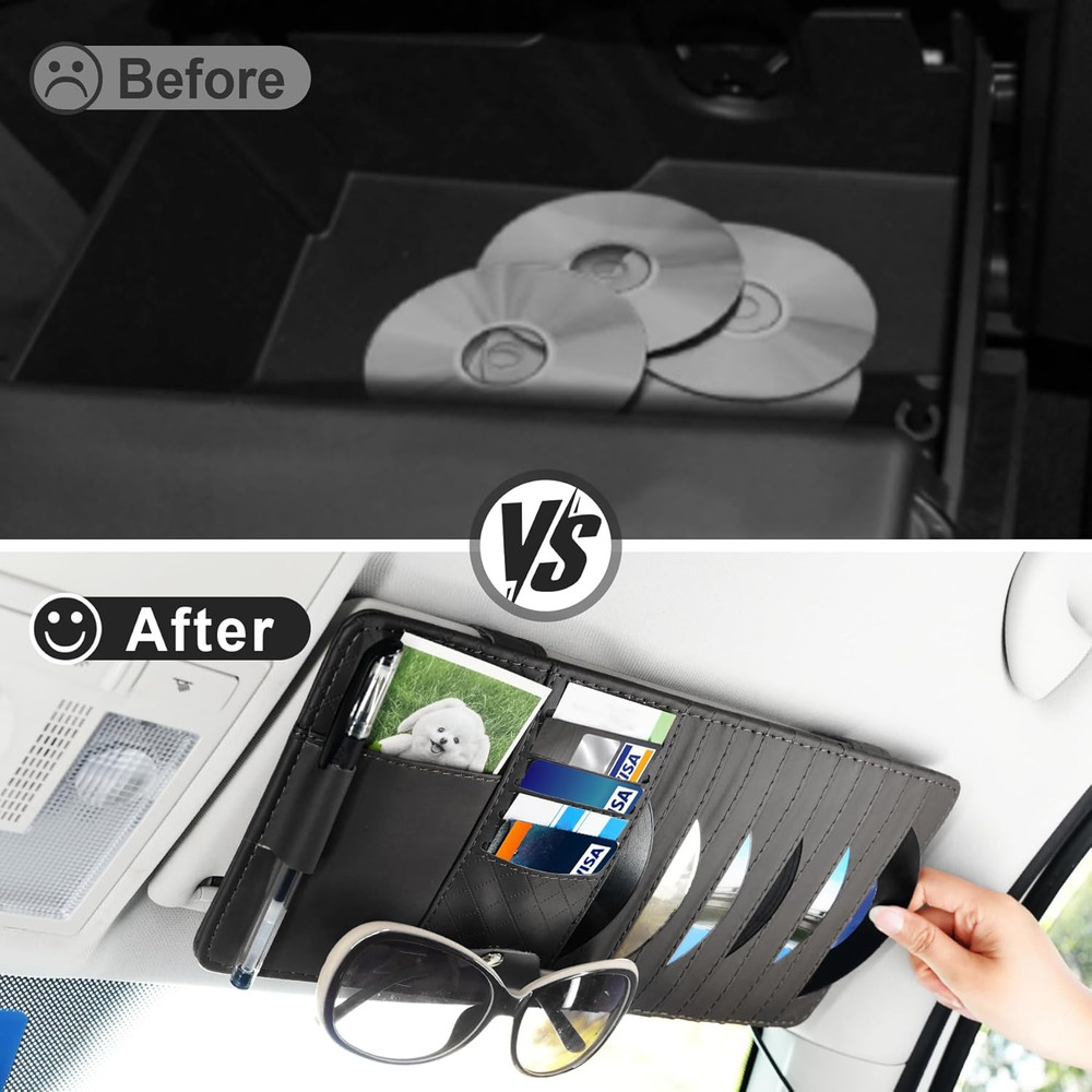 Sun Visor CD Case Holder for Car - Multi-Function Visor Organizer with CD/DVD...
