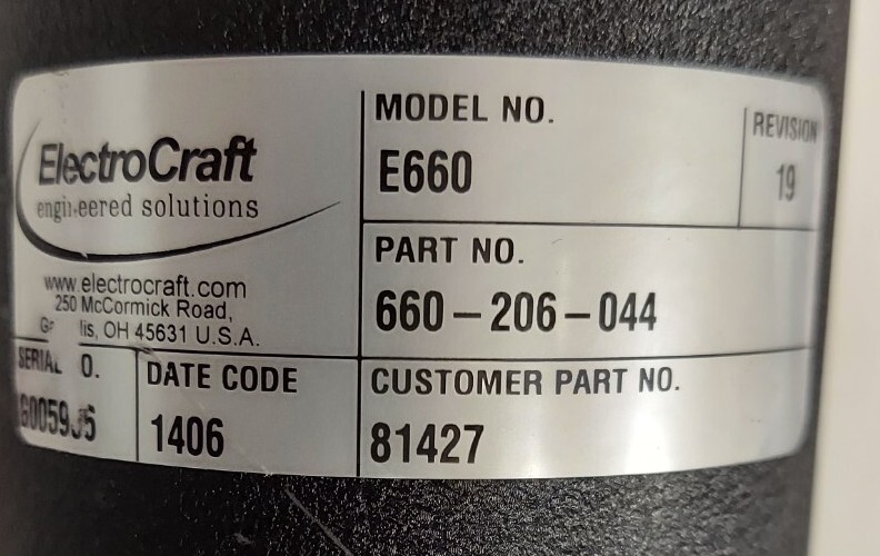 ElectroCraft E660 Mobility Motor, 24 VDC, 660-206-044, B130 OBJY2