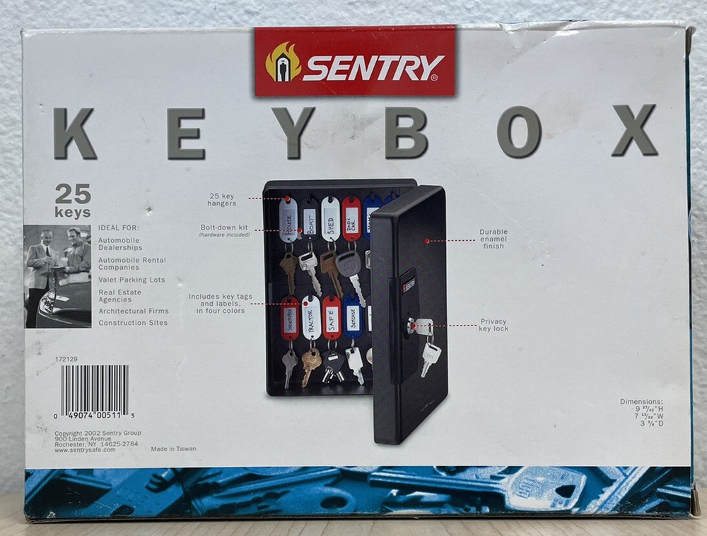 SENTRY SAFE KB-25 Key Box,Wall Mount,Steel,Gloss,Black