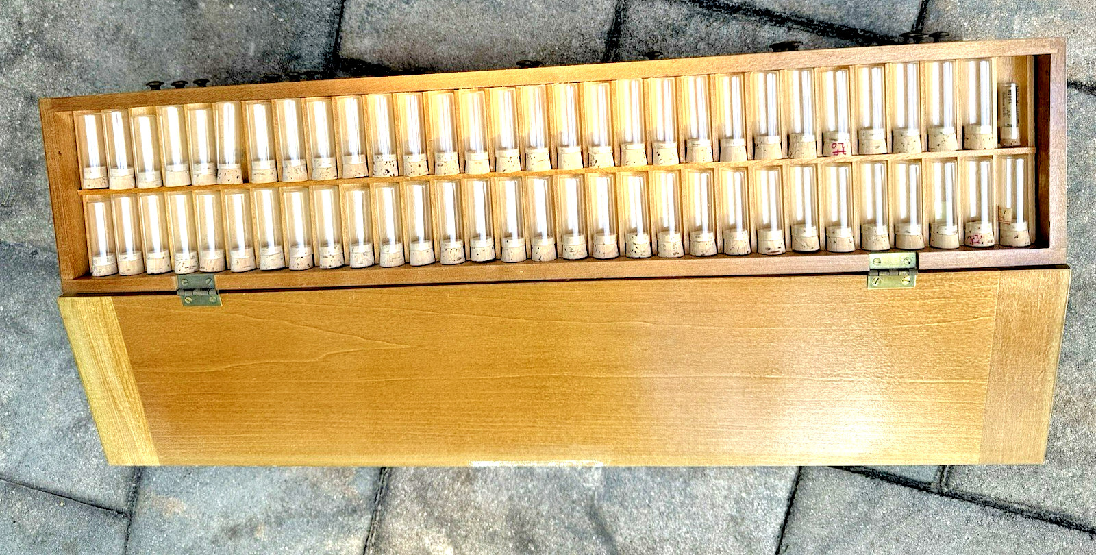 Antique MAPLE? 21 DRAWER WATCHMAKER'S CABINET CHEST CASE BOX W/ VIALS/ BOTTLES