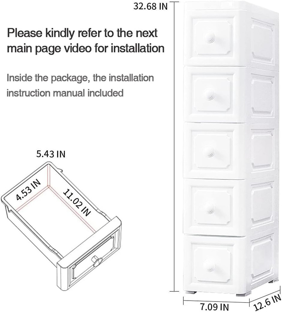Super Light Weight Slim Plastic Bathroom Storage, Self-Assembling Organizer 5 Ti