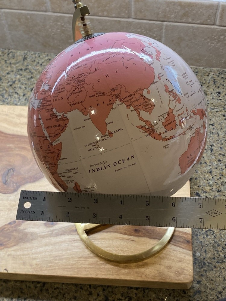World Globe Pink With Gold Tone Solid Stand Desktop