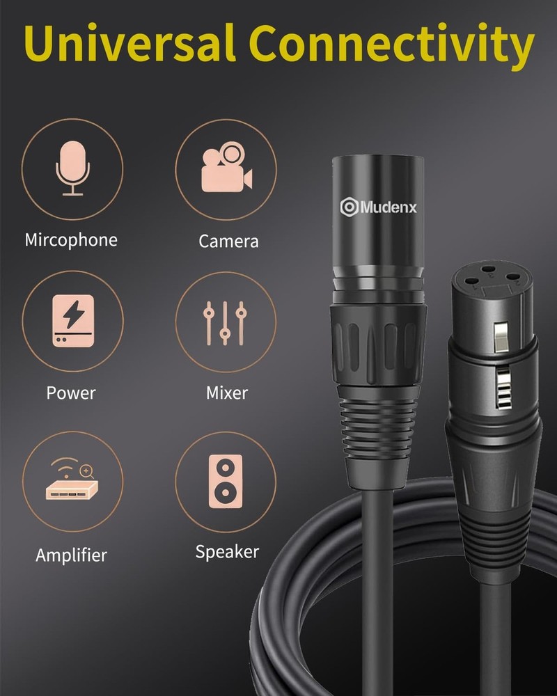 Microphone Cable 3.3FT 2Pack, Premium Balanced Short XLR Cables with 3-Pin,XL...