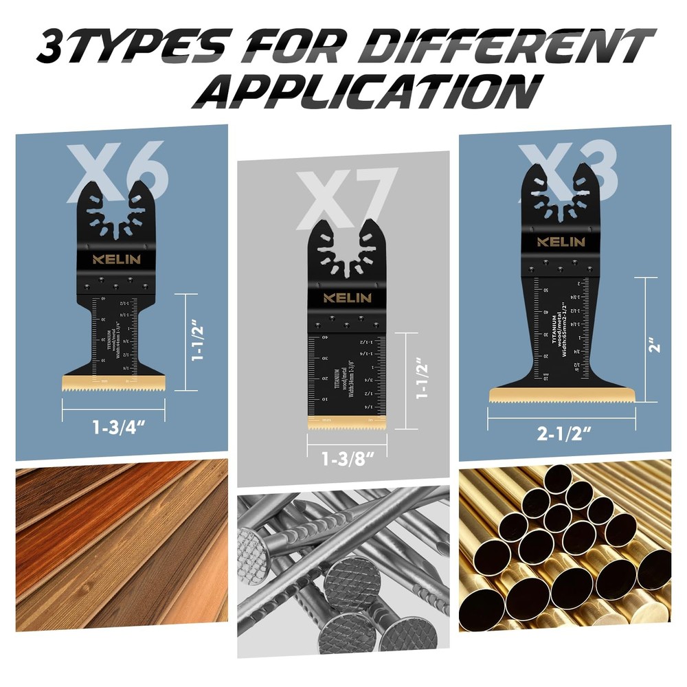 16pc Titanium Oscillating Tool Blades Universal Multitool Metal Wood Cutting