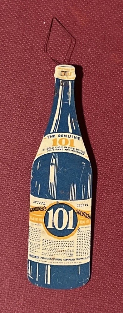 🔥 Vintage Gardiner's Solutions 101 Tin Die Cut Bottle Needle Threader Sewing🪡