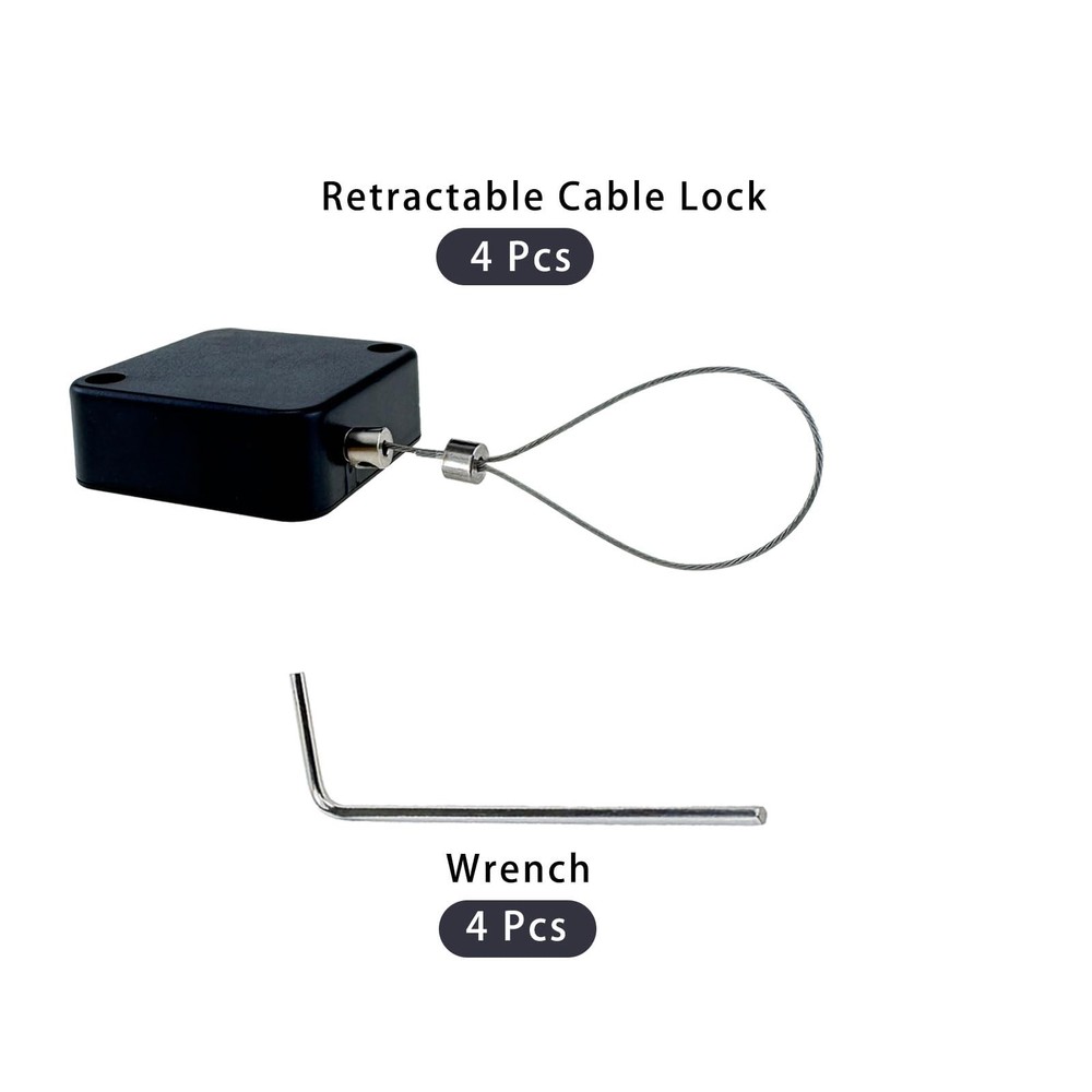 Retractable Cable Lock with Double-Sided Adhesive ABS Remote Control Security...