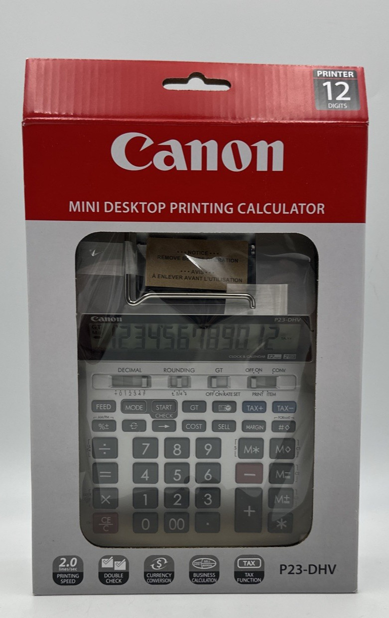 Canon P23-DHV Mini Desktop Printing Calculator ~ New