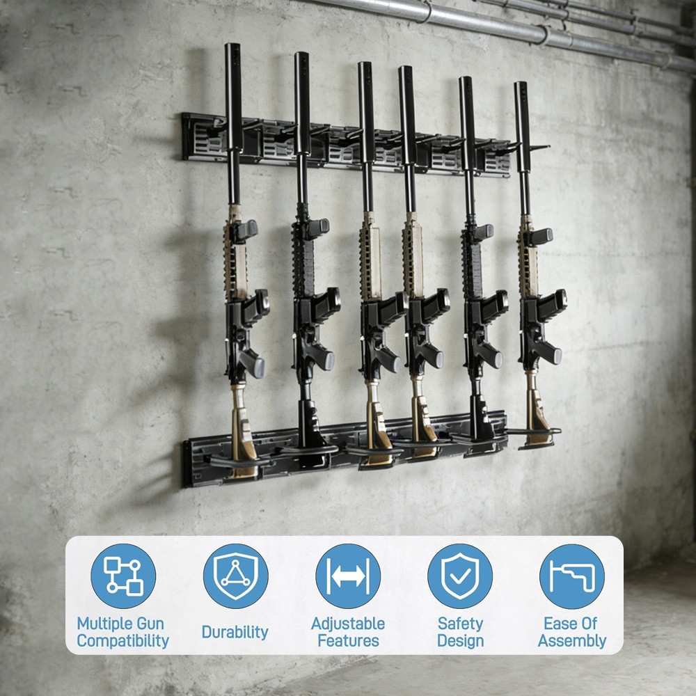CISIVIS Gun Rack 6-Slot Indoor Metal Gun Rack Wall Mount Vertical Rifle Rack