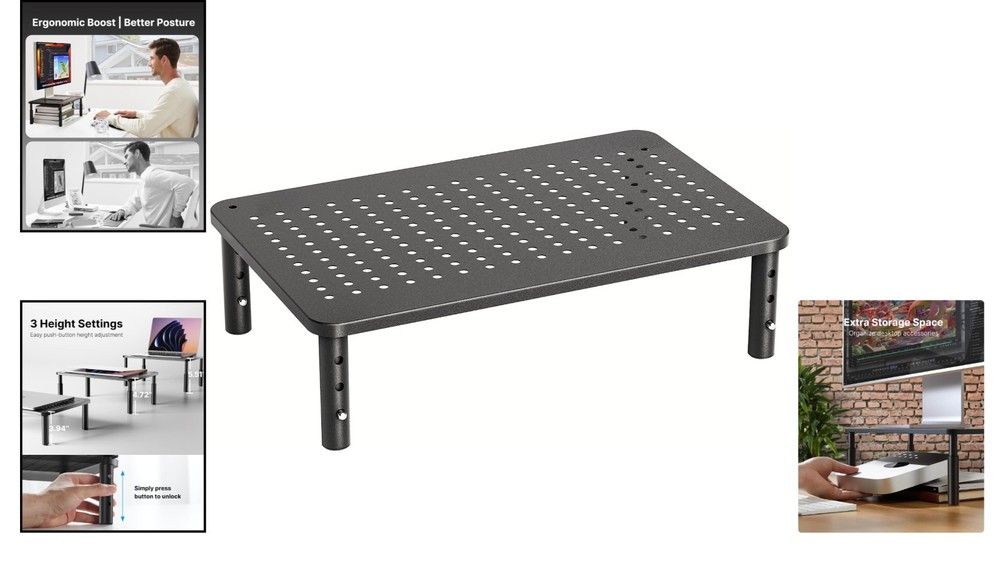 Efficient Desktop Organizer with Anti-Slip Base - Adjustable Height for Comfort