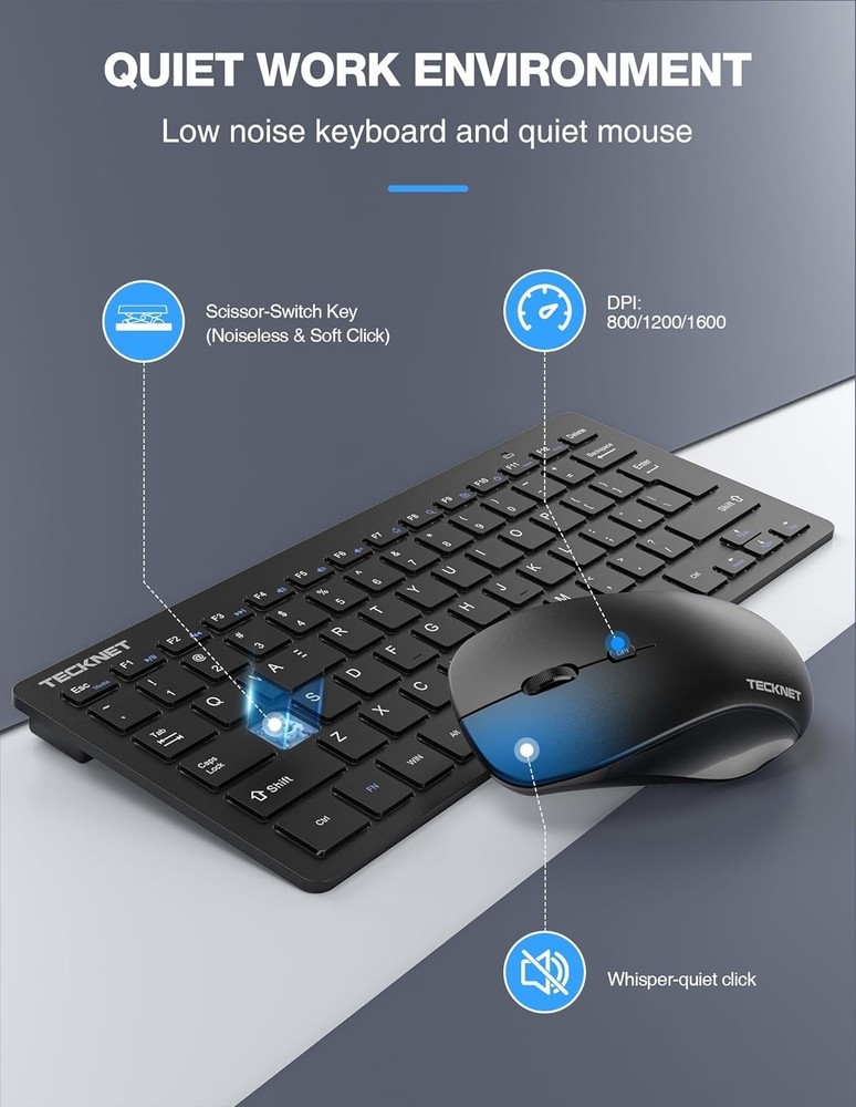 TECKNET Wireless Keyboard and Mouse Combo – USB Receiver – Model TK-KM006