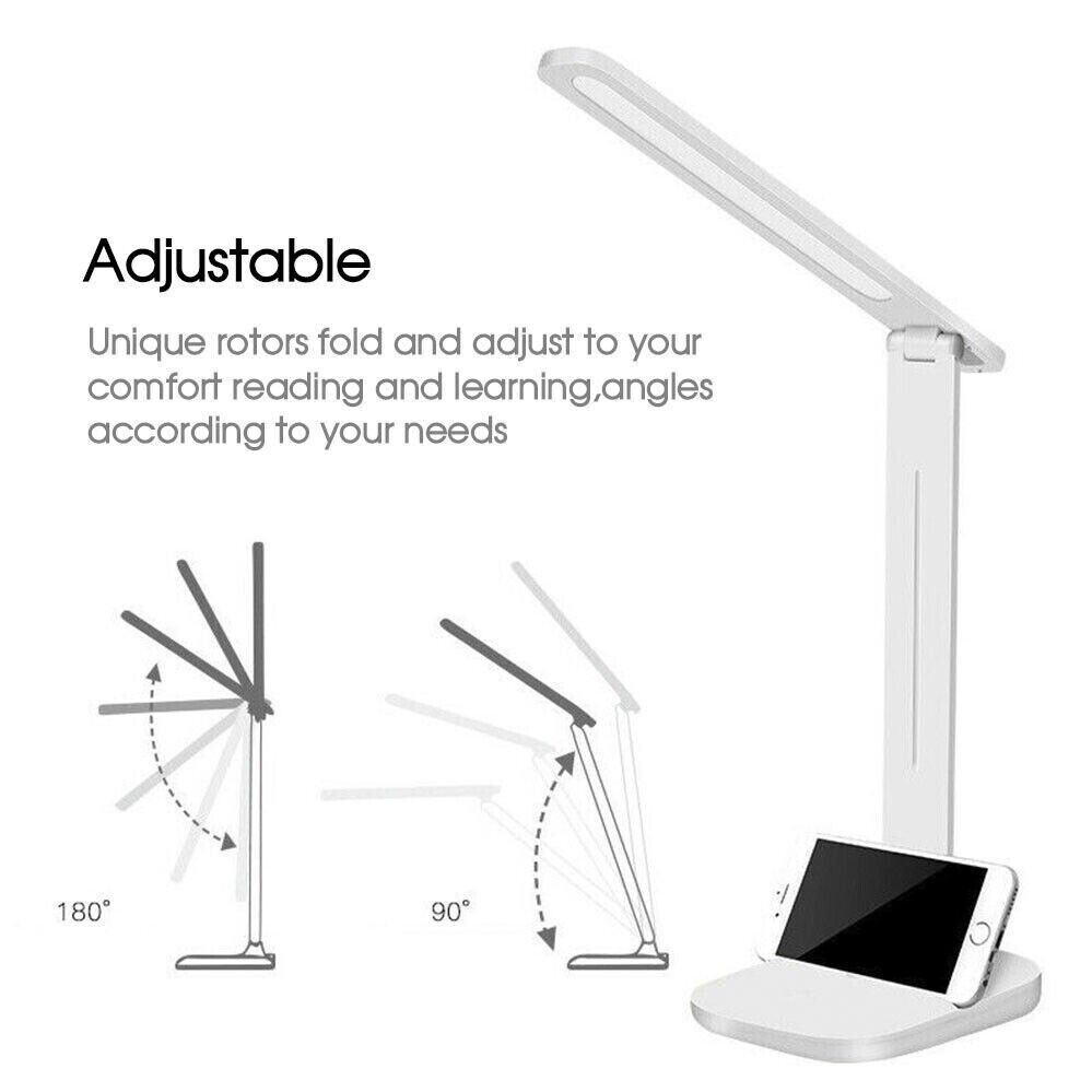 Dimmable LED Desk Light Touch Sensor Table Bedside Reading Lamp USB Rechargeable