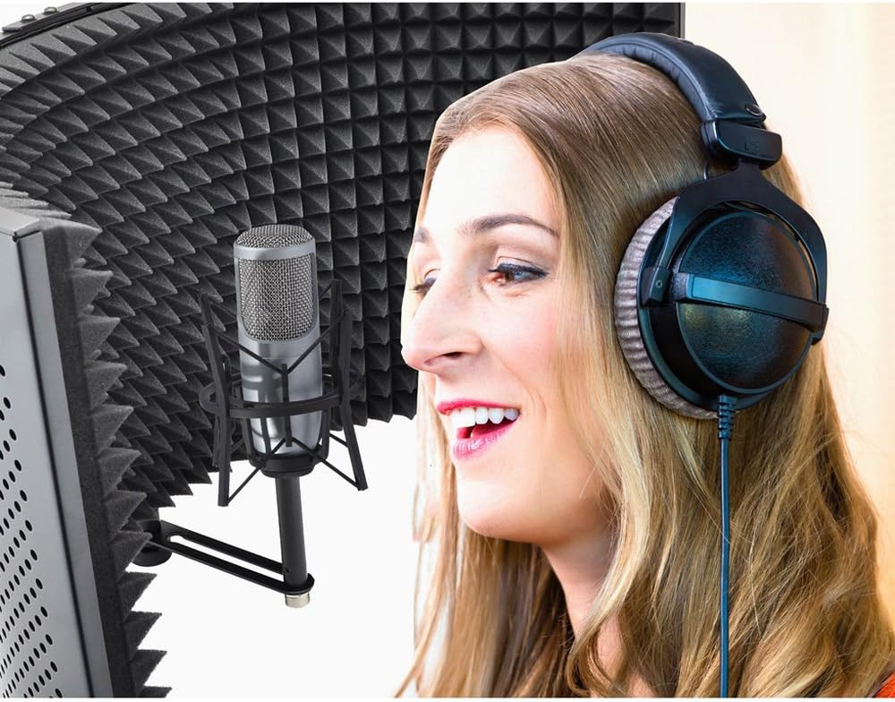 , Microphone Isolation Shield, Sound Dampening Foam, Studio Quality, Adjustable