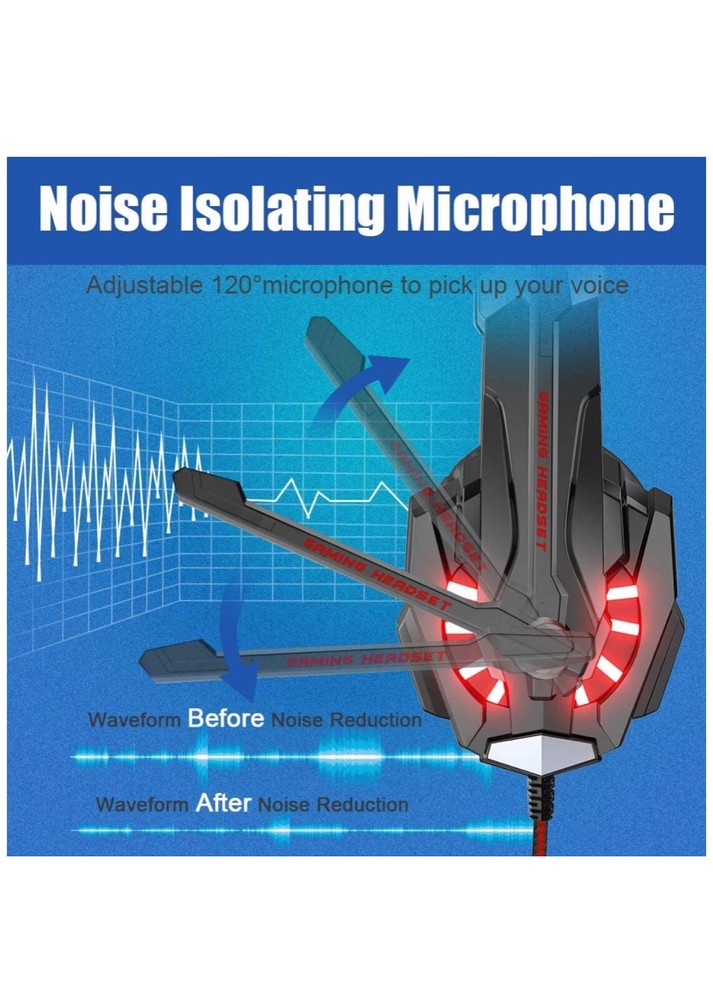 Pro LED Gaming Headset for PS4, PC, Xbox One Controller (a)