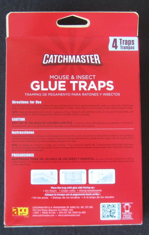 Catchmaster Mouse & Insect Glue Traps, Baited, 4-Pk