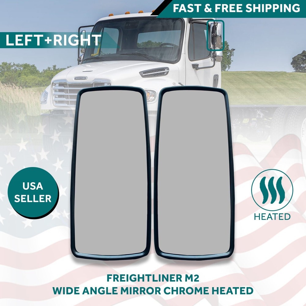 Freightliner M2 Chrome Mirror Assembly Upper Heated Left Right Pair 2006 2018