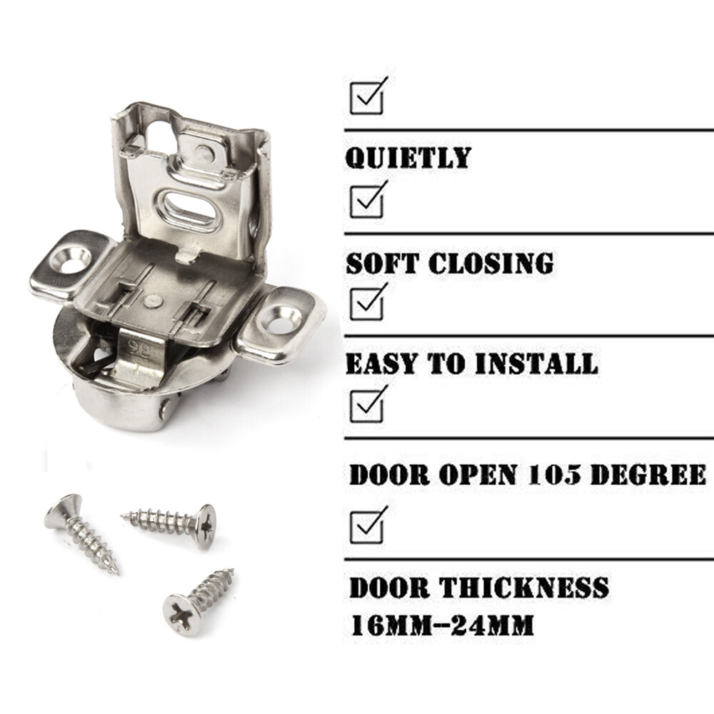 50 Pack Overlay Soft Close Cabinet Hinges for Kitchen Cabinets Doors Face Frame