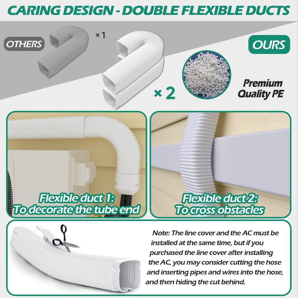 4'' 17 Ft Mini-split Line Set Covers, Line Hide Cover Kit for Mini Split Air ...