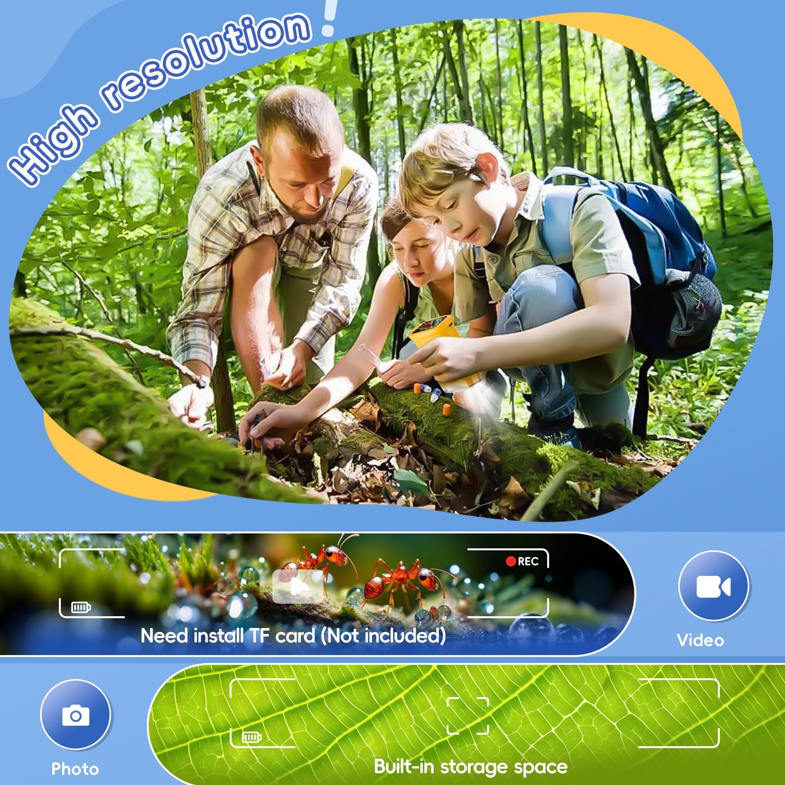 Microscope for Kids - 1000X Kids Handheld Pocket Microscope with 4K IPS Scree...