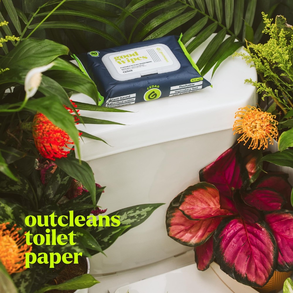 Flushable Butt Wipes - Vitamin E & Aloe - Sewer & Septic Safe - Extra Large A...