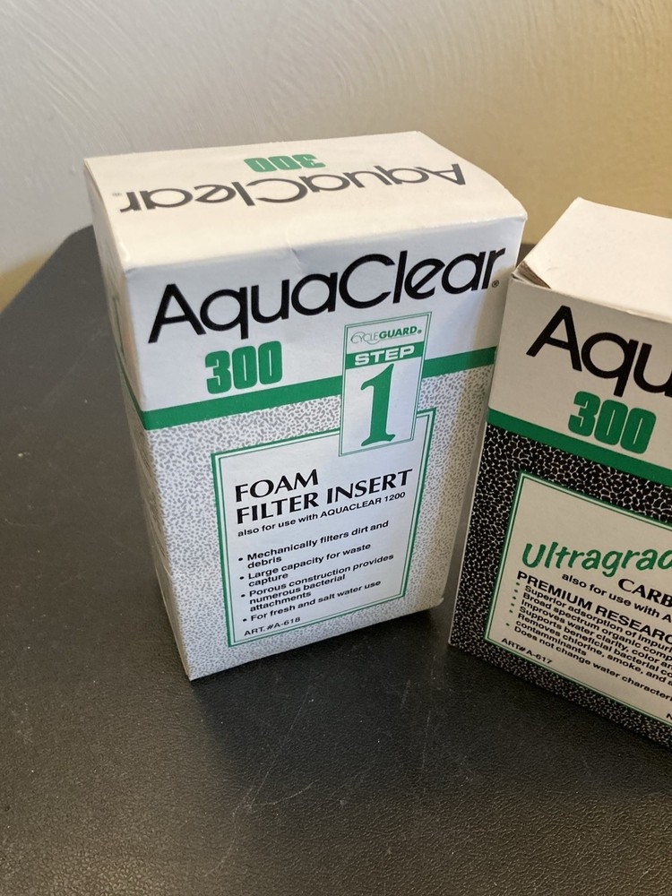 AquaClear 300 Cycle Guard Foam Filter Insert + Ultragrade Carbon Insert NOS