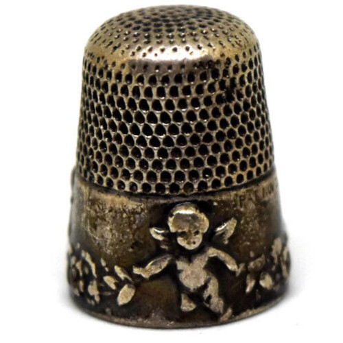 Antique Cherubs Sterling Silver Thimble
