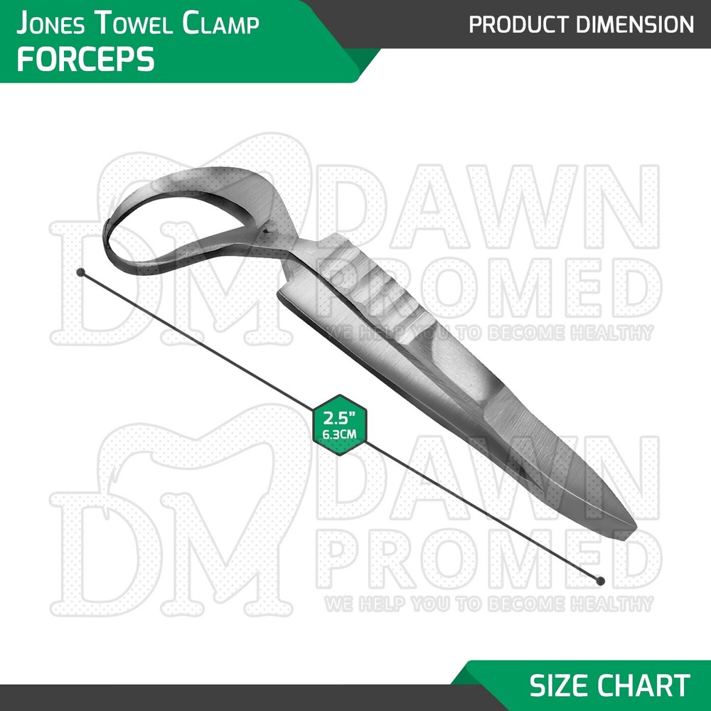3 Pcs Jones Towel Clamp 2.5″ Sharp Pointed Tips Veterinary Surgical Instruments