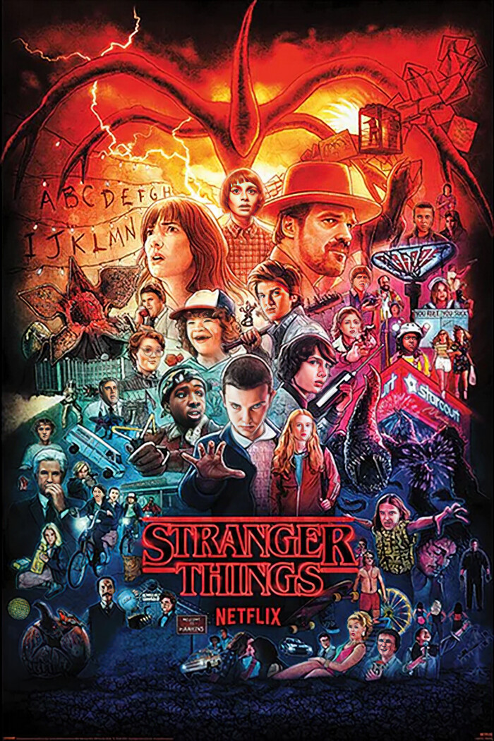 Stranger Things 1, 2, 3 & 4 - TV Show Poster (Poster Montage) (Size: 24" x 36")