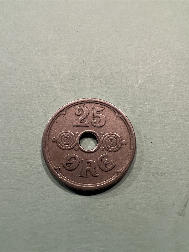 1924 Danmark 25 Ore circulated, Coin ￼.