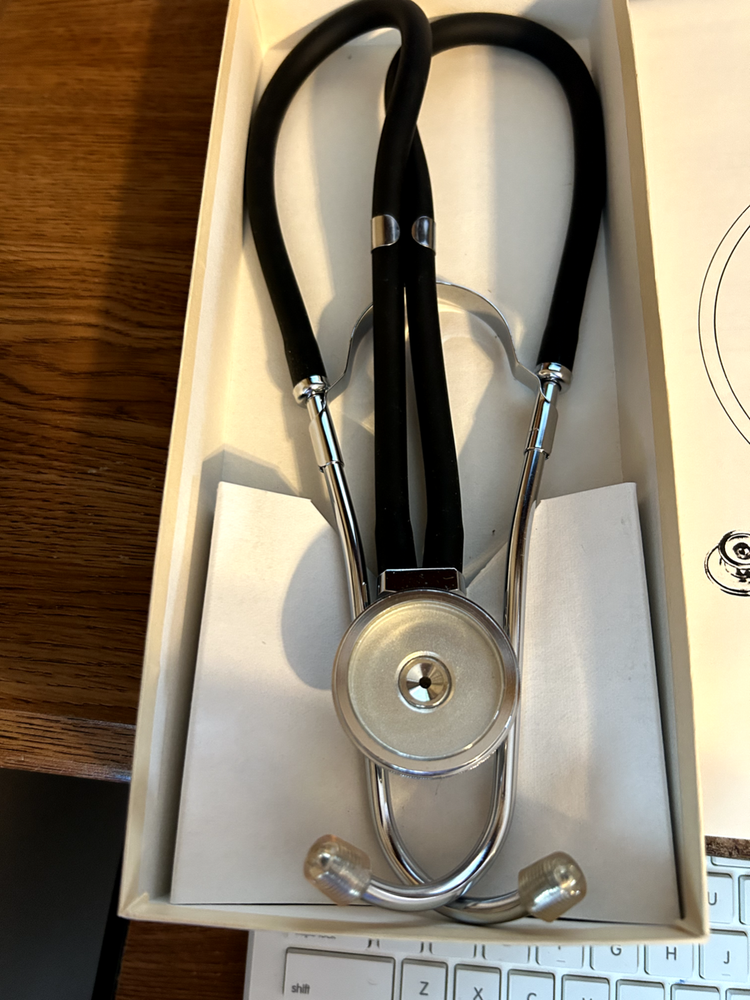 Vtg Sprague Rappaport Type Stethoscope 5 Interchangeable Spring-Lock Chestpieces