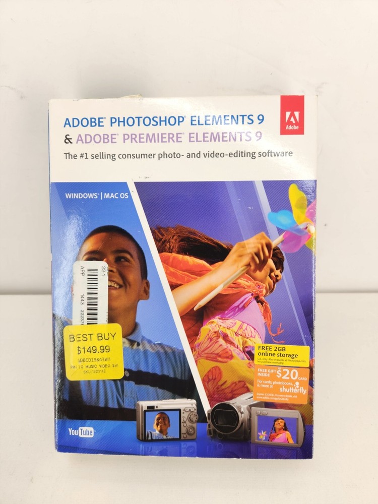 Adobe Photoshop Elements 9 & Adobe Premiere Elements 9 Complete In Box + Serial#