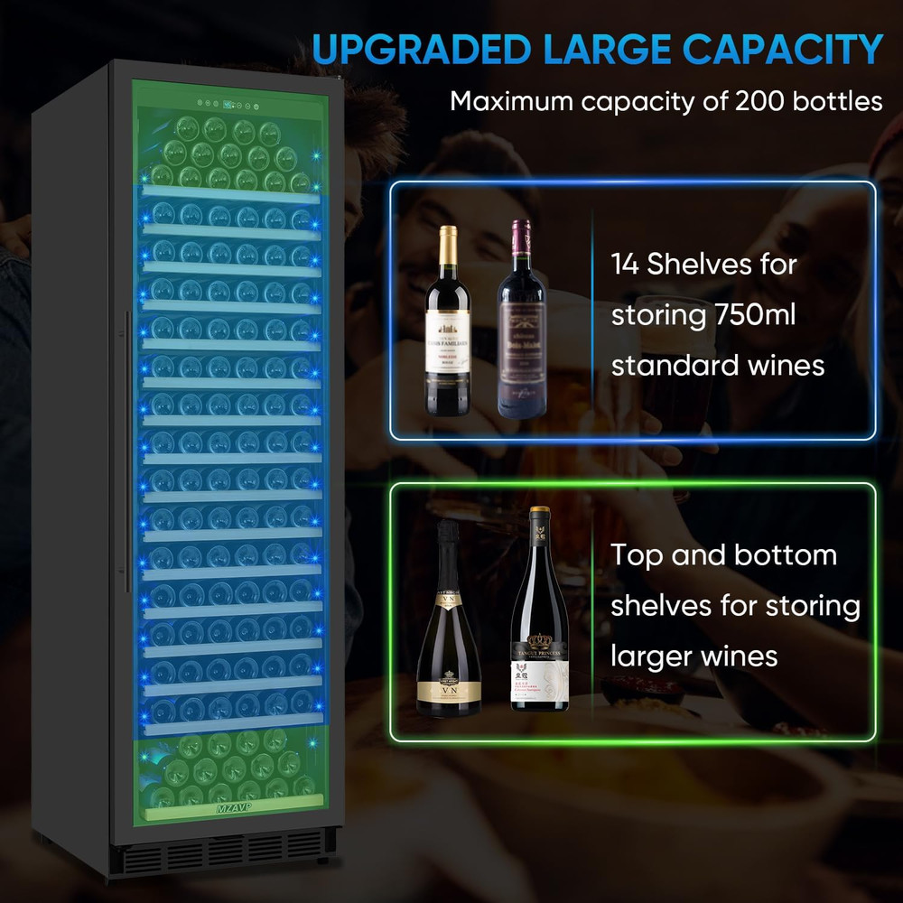 200-Bottle Wine Cooler with Quick Chill & Smart Temp Control