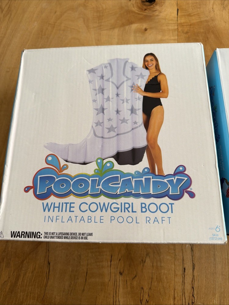 PoolCandy Cowgirl Boot Inflatable Pool Float 54" & Rocket Pop Float 71” Set