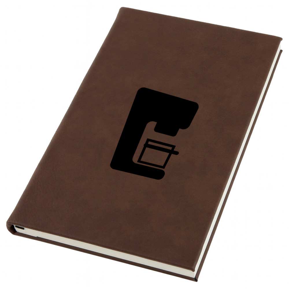 Coffee Maker Engraved Leather Journal, Personal Planner with Lined Pages