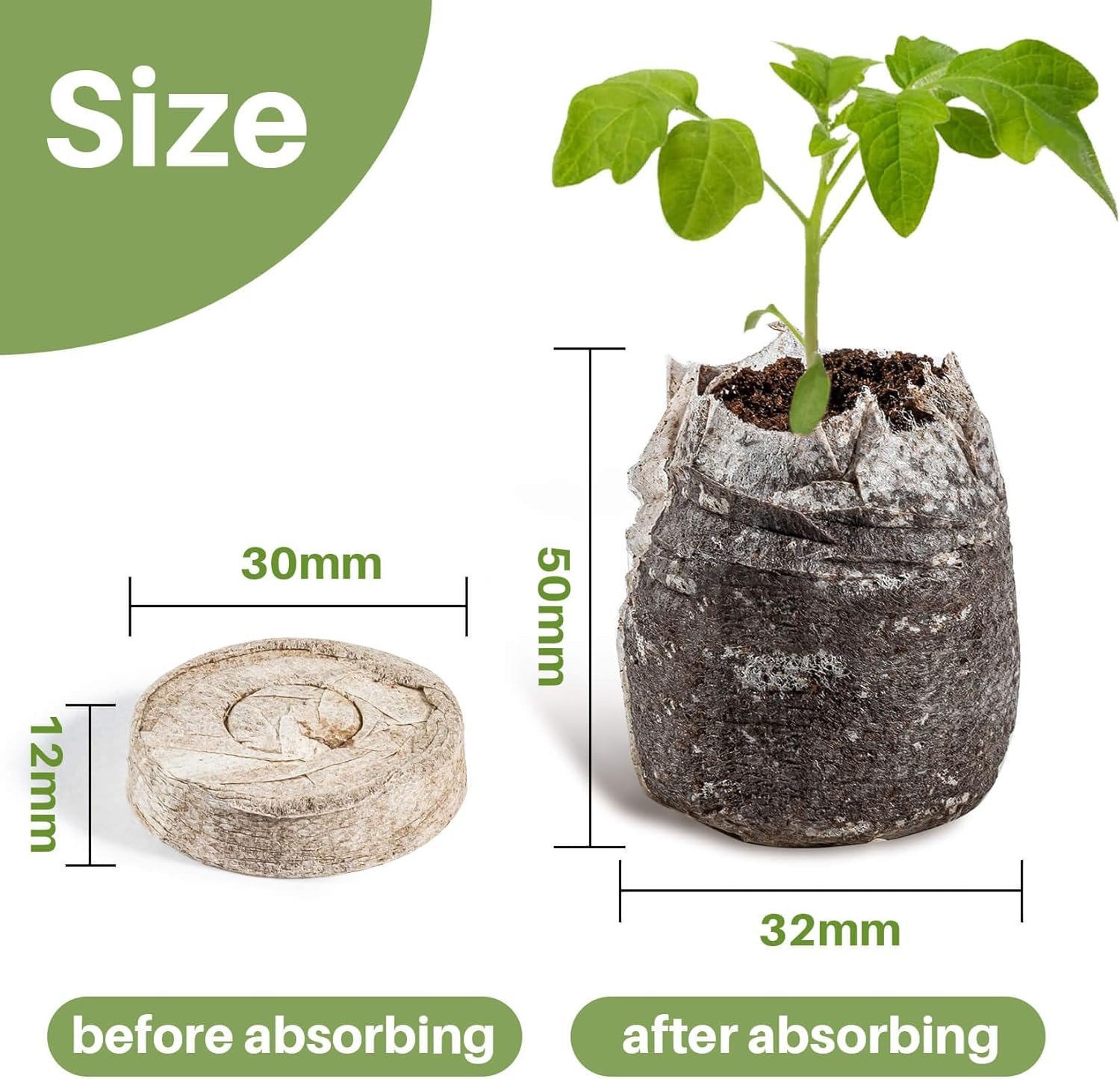 50PCS Peat Pellets for Seedlings - 30MM Seed Starter Pellets Peat Pods for Start