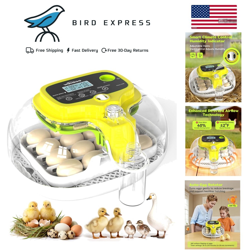 16 Egg Incubator with Automatic Turn, Digital Temp & Humidity Control & Candler