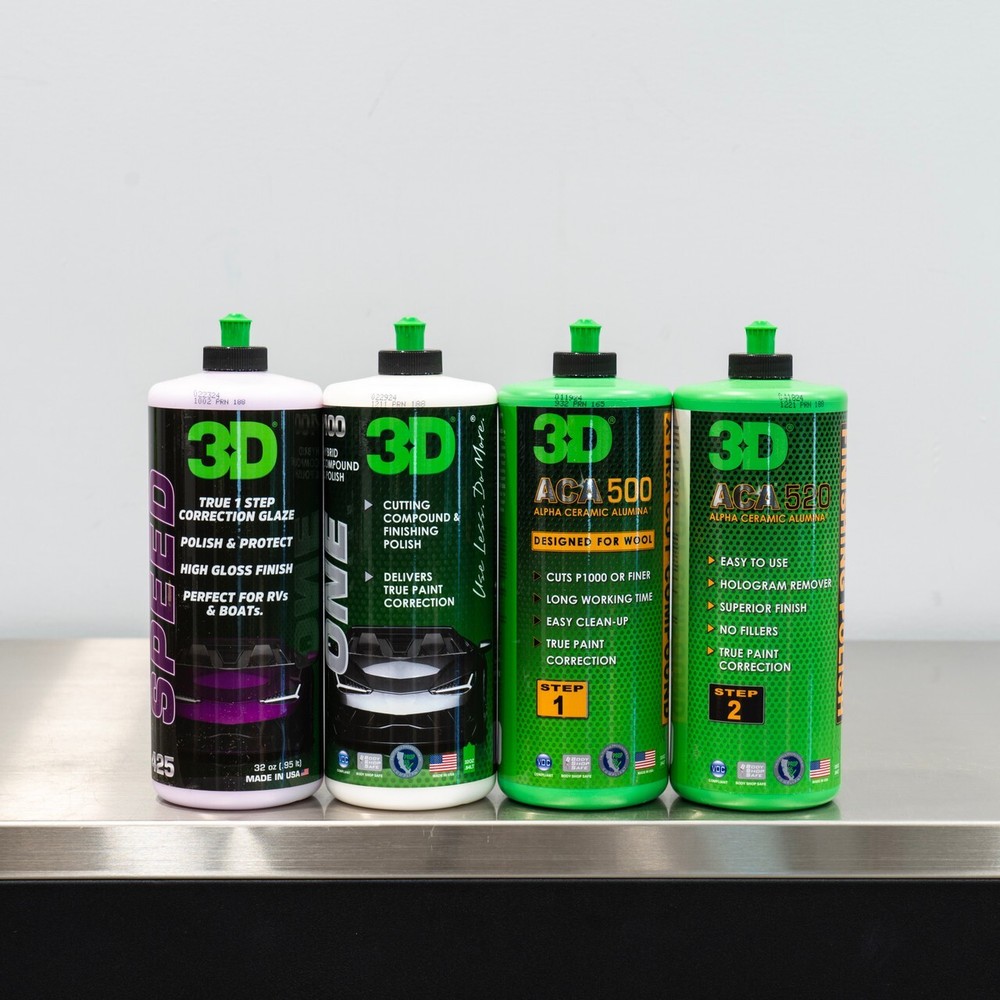 3D 32oz Compound & Polish Combo Kit | Includes 4 Products Speed One ACA 500 520