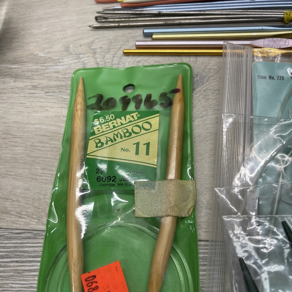 Large Lot knitting Needles Bamboo, Interchangeable, Circular Needles, 106+ Pcs.