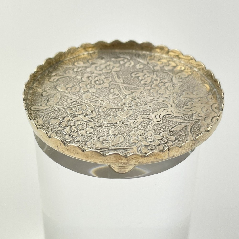 Antique Chinese Export Solid Silver Possibly Wing Chun Miniature Footed Tray