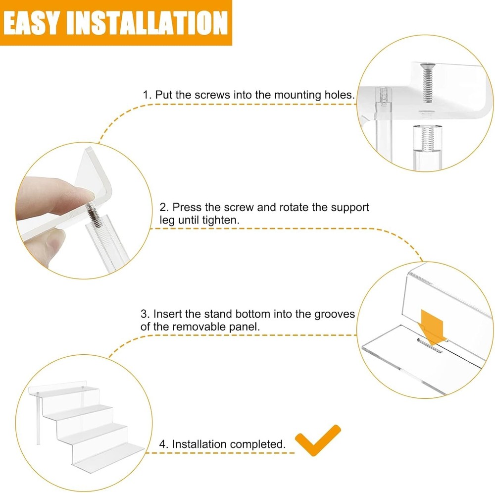2 Sets 4 Tier 9” Acrylic Riser Display Shelf Clear Risers for Display Clear NEW