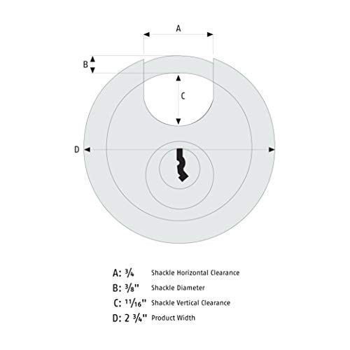 26/70 Diskus Solid Body Storage Padlock with 2 Keys for Storage, Keyed Alike