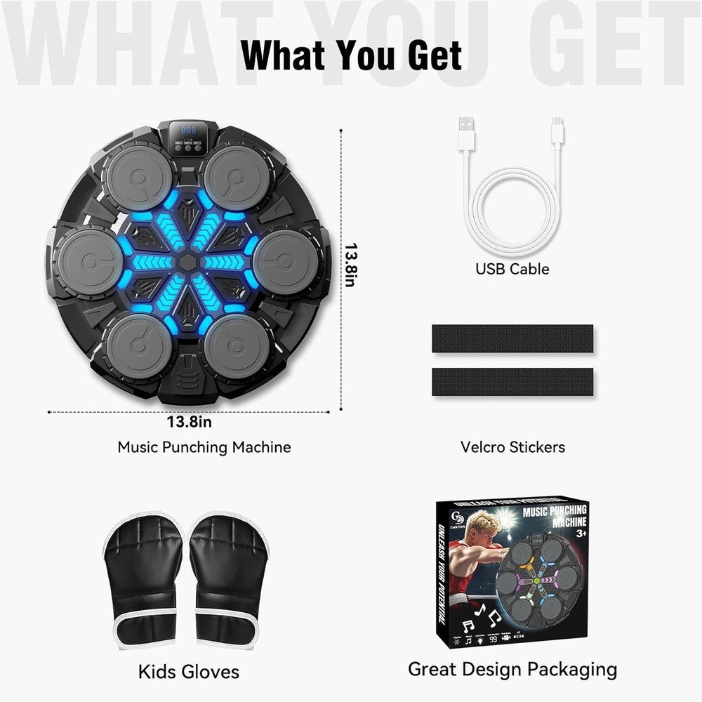Space-Saving Punching Pad with Bluetooth & Rhythm Lights - Perfect for Any Home