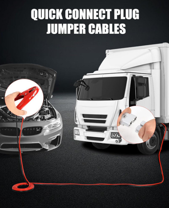 Heavy Duty Jumper Cables for Diesel Trucks - 1 Gauge 25 Feet extra long Booster