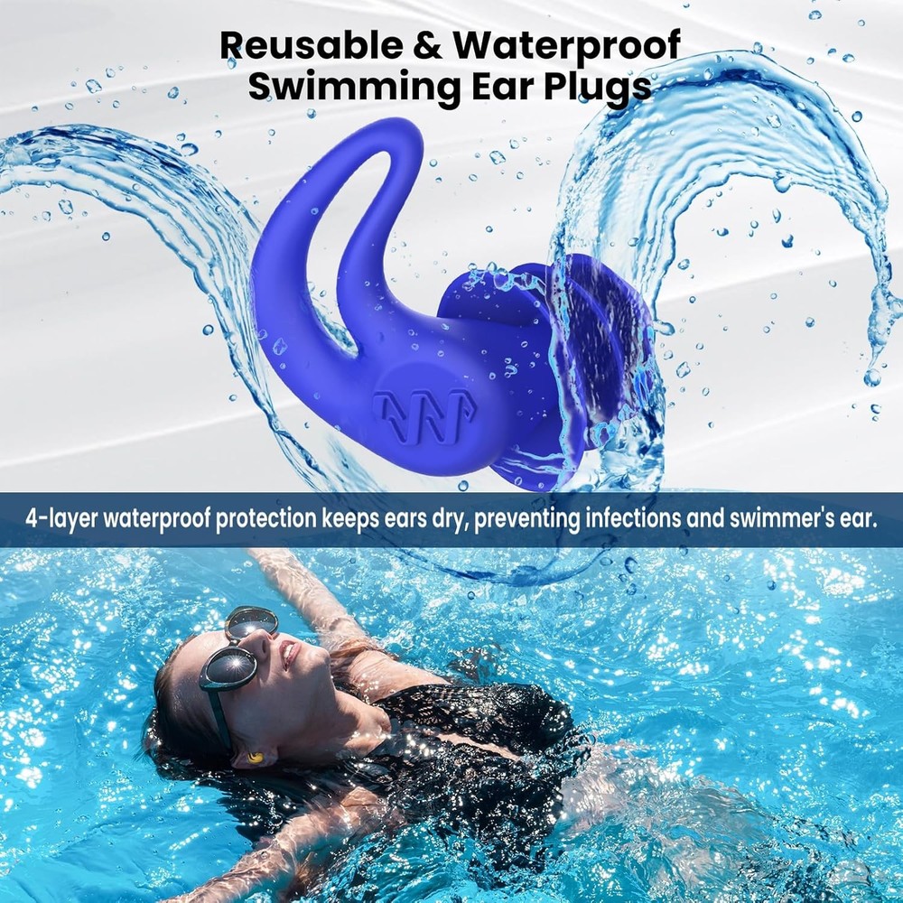 Waterproof Silicone Ear Plugs 4 Pairs
