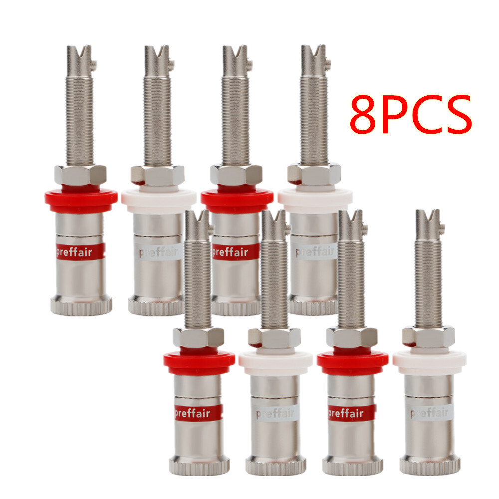 8pcs HIFI Binding Post Rhodium Plating Long Thread Terminal Speaker Plug Adapter