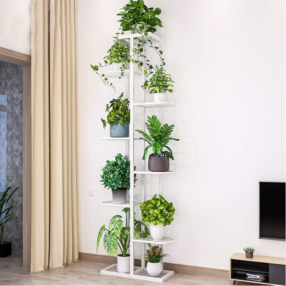 8-Tier Plant Stand for Indoor & Outdoor, Duty Metal Flower Shelf, White