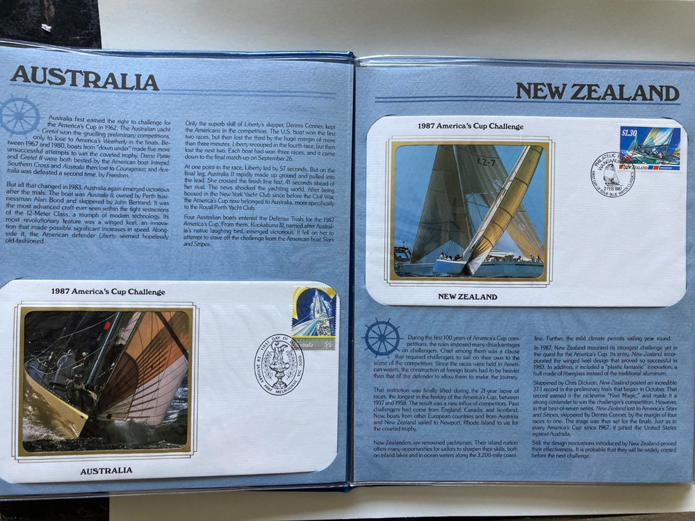 1987 America's Cup Challenge FDC First Day Covers Postal Stamp Panel - Nice!
