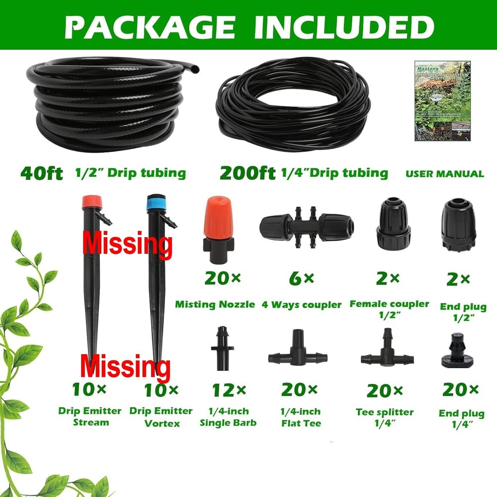 240FT Drip Irrigation System Kit, Automatic Garden Watering Misting System