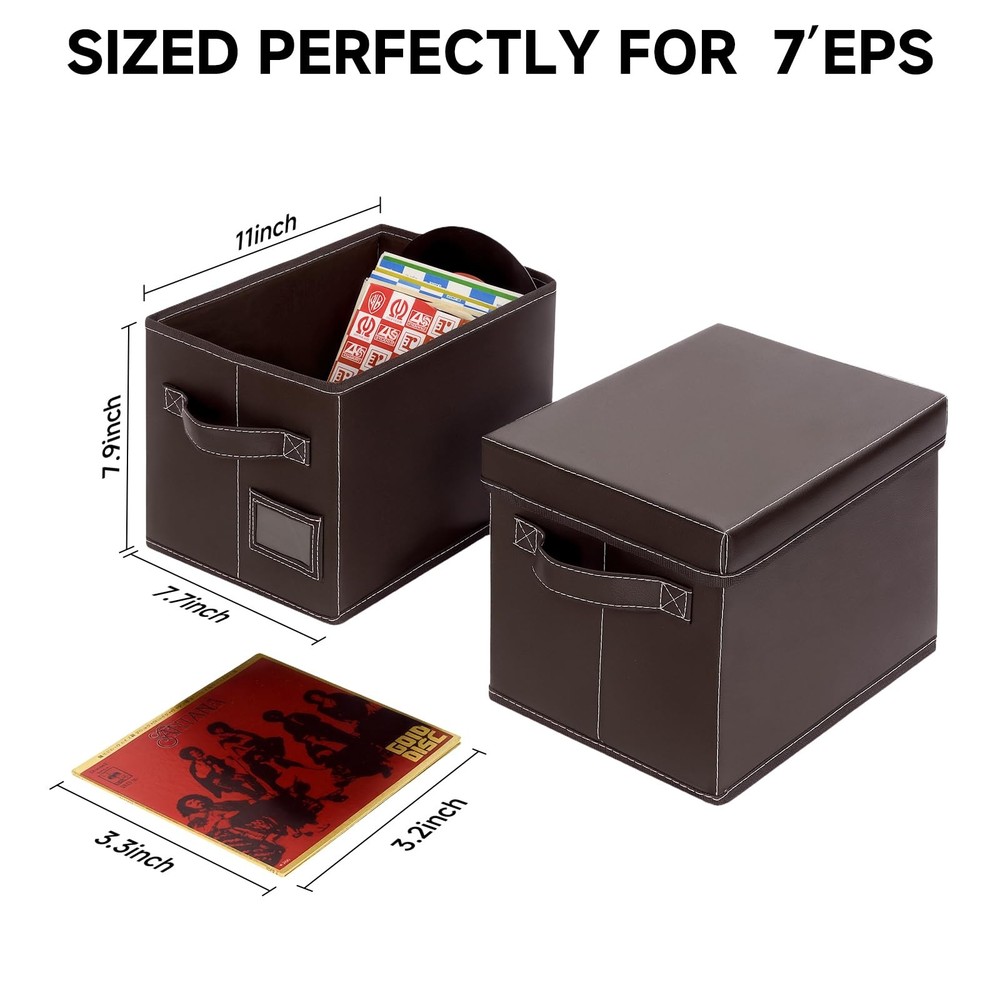 7Inch Vinyl Record Storage Box 2Pack – Holds 120 LPs, Stackable Organizer
